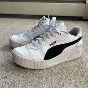 Puma Classic White Sneakers with Black Stripe